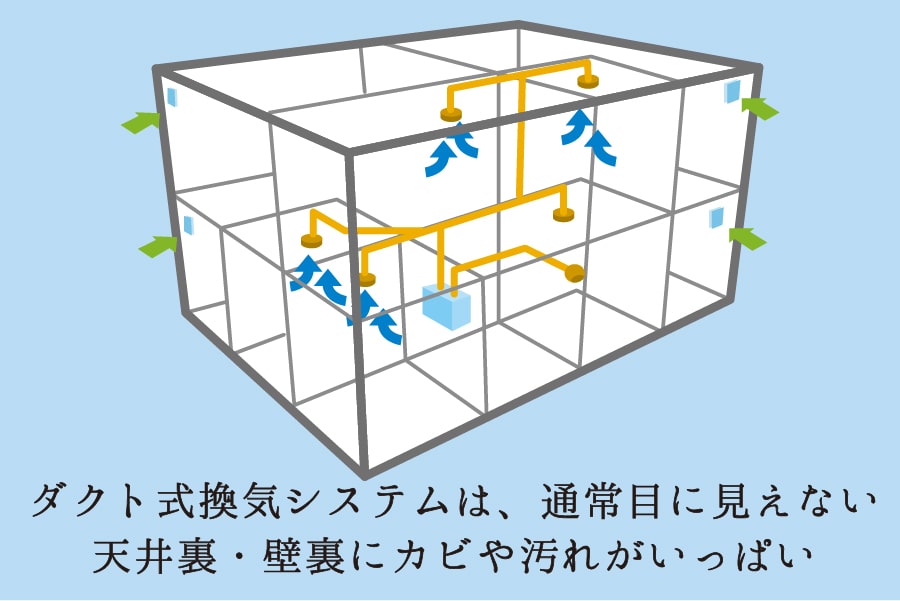 ダクト内のカビの様子